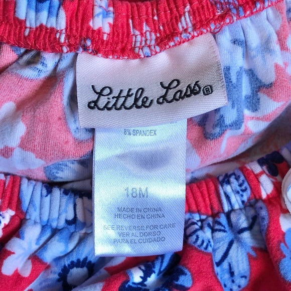 EUC Little Lass Baby Girl Romper-Red Floral,  Butterflies + Blue/White Stripes - Picture 4 of 5